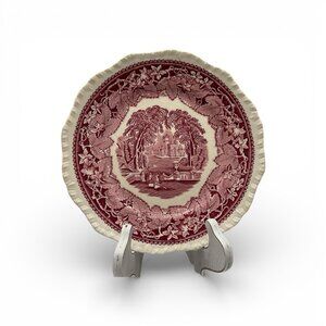 Mason Pink Vista Pink/Red Transferware VTG 9" Salad/Luncheon Plate Collectible